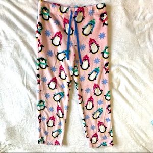 Pink Penguin Fuzzy Pajama Pants Small
